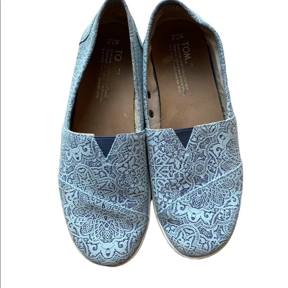 TOMS Avalon Blue Tile Suede Canvas slip on shoes - Picture 2 of 4